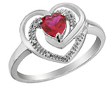 2/5 Carat (ctw) Lab-Created Ruby Heart Ring in Sterling Silver